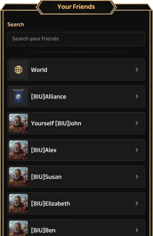Castel in-game friends list