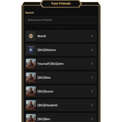 Castel in-game friends list